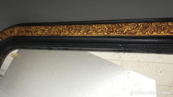 Antig&uuml;edades: ESPEJO RECTANGULAR INGLES NEGRO Y DORADO - Foto 5