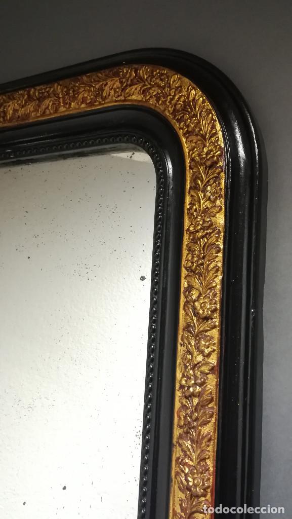 Antig&uuml;edades: ESPEJO RECTANGULAR INGLES NEGRO Y DORADO - Foto 6
