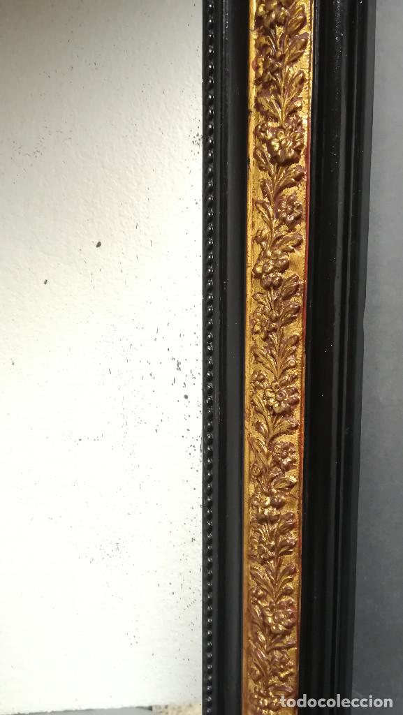 Antig&uuml;edades: ESPEJO RECTANGULAR INGLES NEGRO Y DORADO - Foto 7