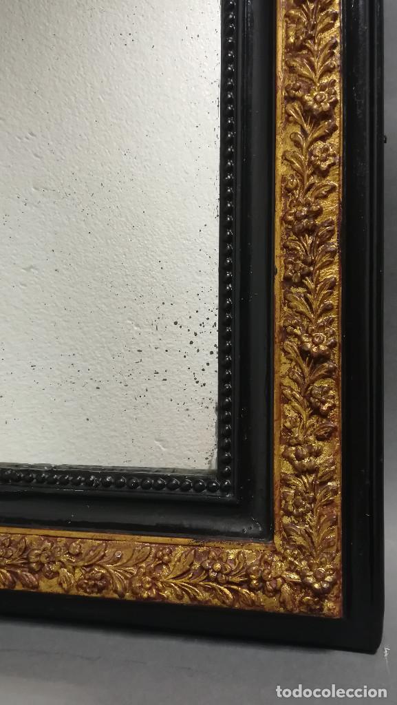 Antig&uuml;edades: ESPEJO RECTANGULAR INGLES NEGRO Y DORADO - Foto 8