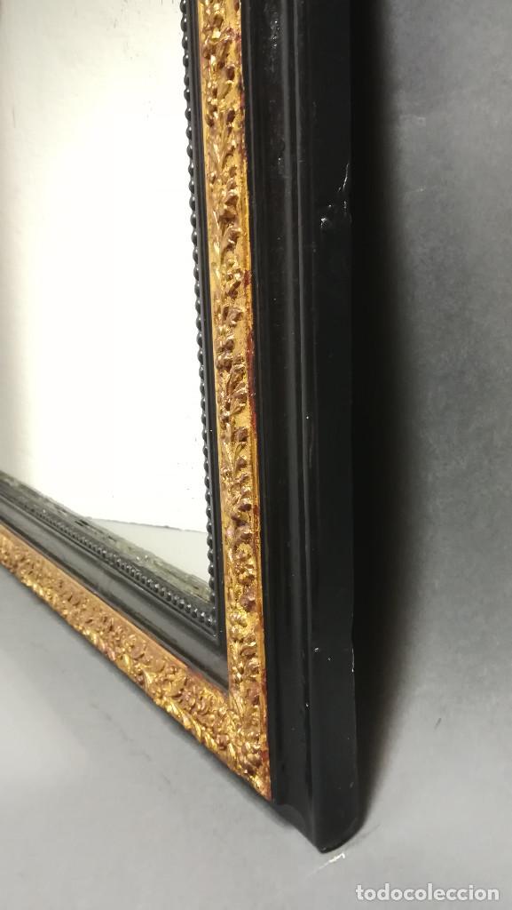 Antig&uuml;edades: ESPEJO RECTANGULAR INGLES NEGRO Y DORADO - Foto 9