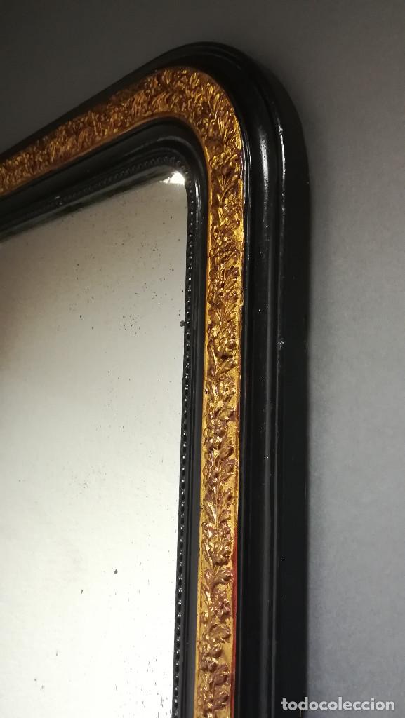 Antig&uuml;edades: ESPEJO RECTANGULAR INGLES NEGRO Y DORADO - Foto 10