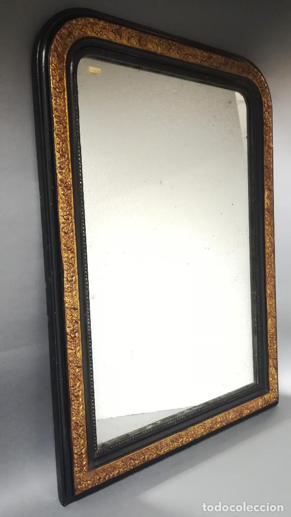 Antig&uuml;edades: ESPEJO RECTANGULAR INGLES NEGRO Y DORADO - Foto 11