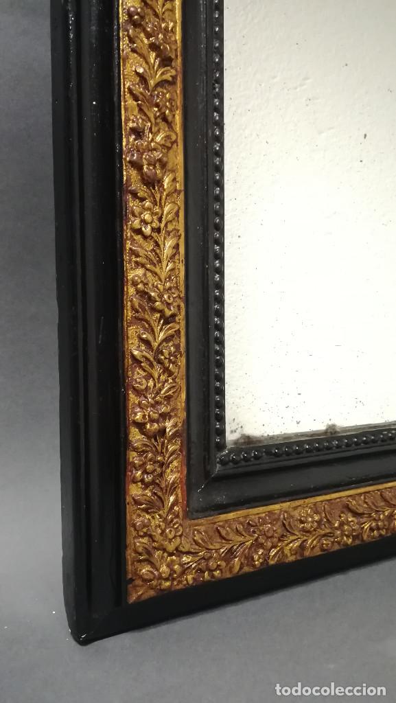 Antig&uuml;edades: ESPEJO RECTANGULAR INGLES NEGRO Y DORADO - Foto 12