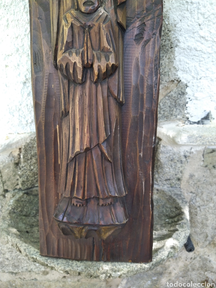 Antig&uuml;edades: Virgen de madera tabla tallada - Foto 3