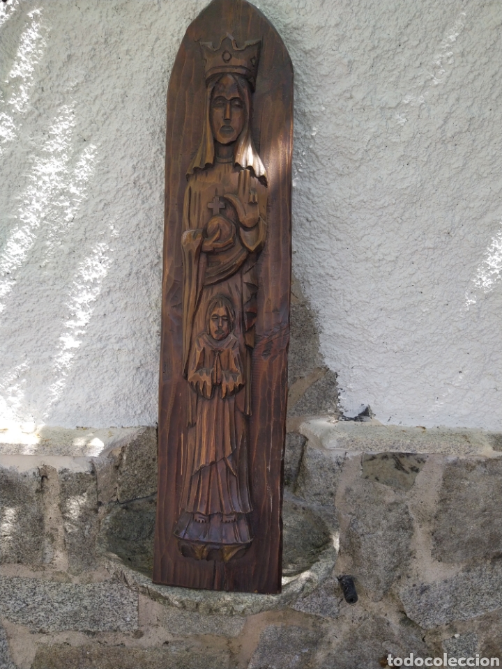 Antig&uuml;edades: Virgen de madera tabla tallada - Foto 1