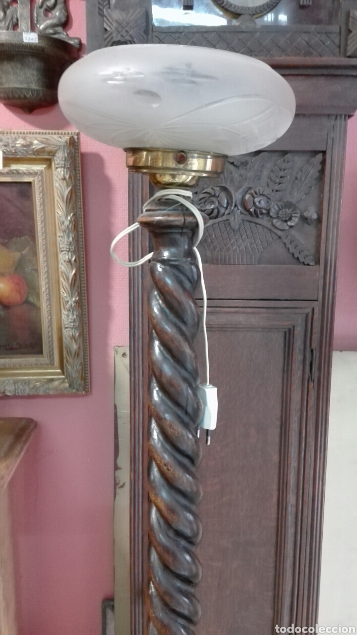 Antig&uuml;edades: Lampara de pie, madera torneada. REF-8378 - Foto 2