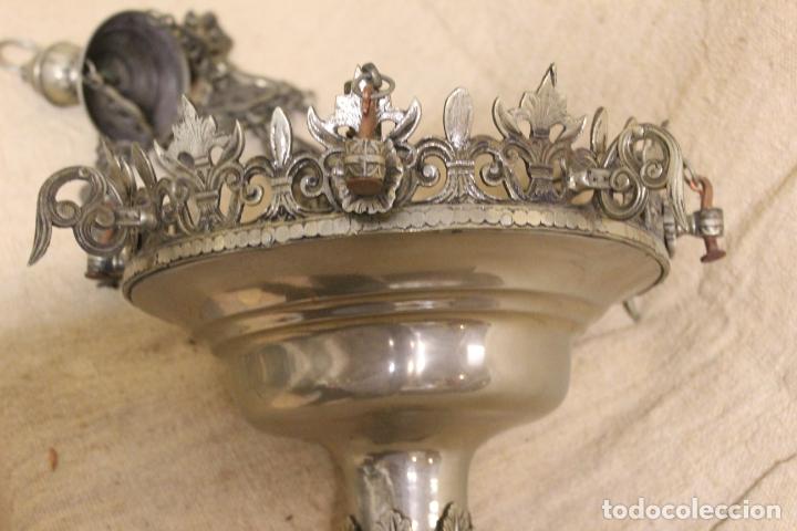 Antig&uuml;edades: lampara de iglesia plateada - Foto 10