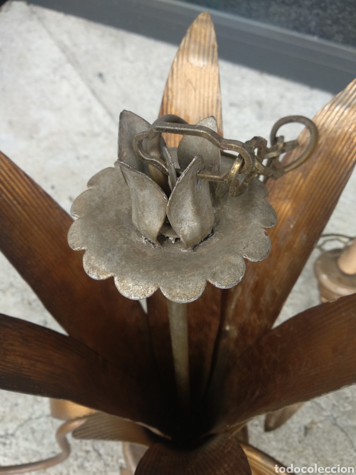 Antig&uuml;edades: Lampara hojas dorada y plateada - Foto 7