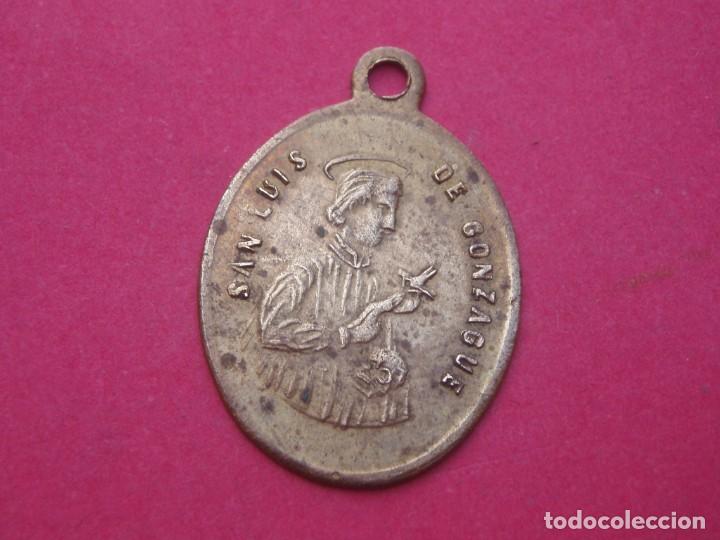 Antigüedades: Medalla Siglo XIX Virgen de Guadalupe de México y San Luis Gonzaga. Muy Rara. - Foto 2 - 207424402