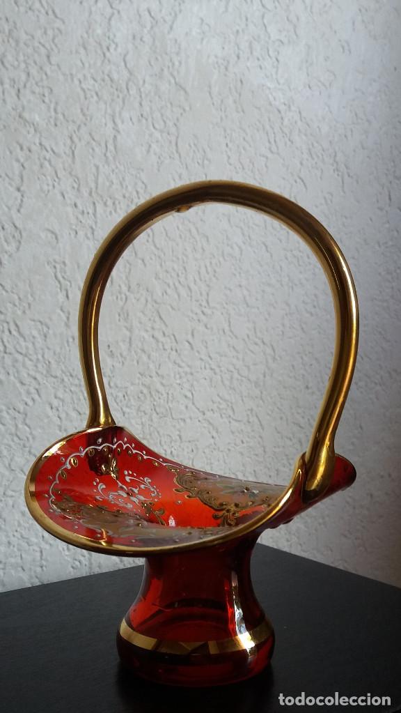 Antig&uuml;edades: CESTA CRISTAL DE MURANO DECORADA EN RELIEVE - Foto 4