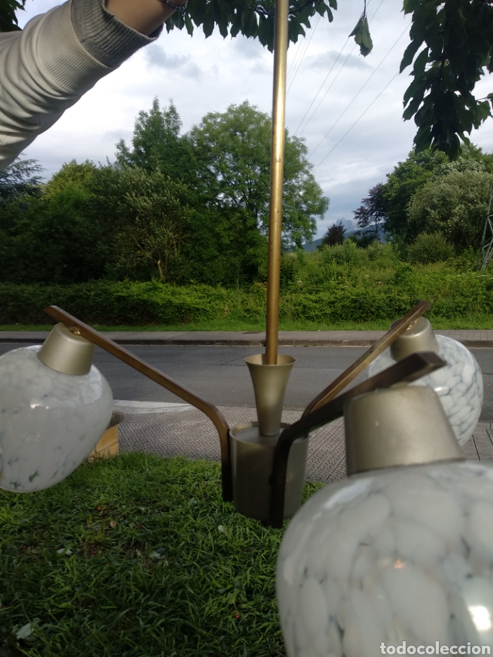 Antig&uuml;edades: L&aacute;mpara 3 tulipas murano - Foto 4