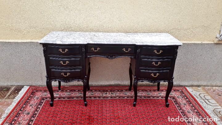 Antigüedades: Cómoda antigua estilo Luis XV color negro. Mueble tocador antiguo vintage sin espejo estilo Luis XV. - Foto 1 - 208003827