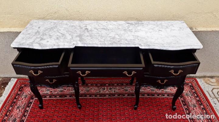Antigüedades: Cómoda antigua estilo Luis XV color negro. Mueble tocador antiguo vintage sin espejo estilo Luis XV. - Foto 8 - 208003827