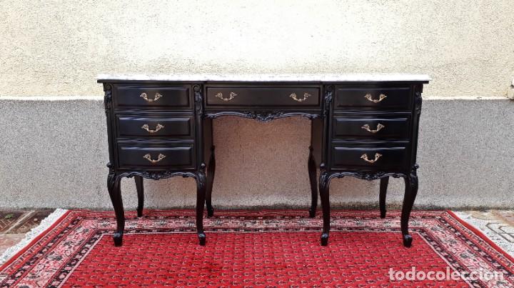 Antigüedades: Cómoda antigua estilo Luis XV color negro. Mueble tocador antiguo vintage sin espejo estilo Luis XV. - Foto 9 - 208003827