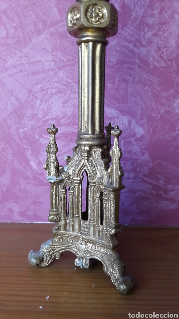Antig&uuml;edades: Antiguo candelabro de bronce - Foto 2