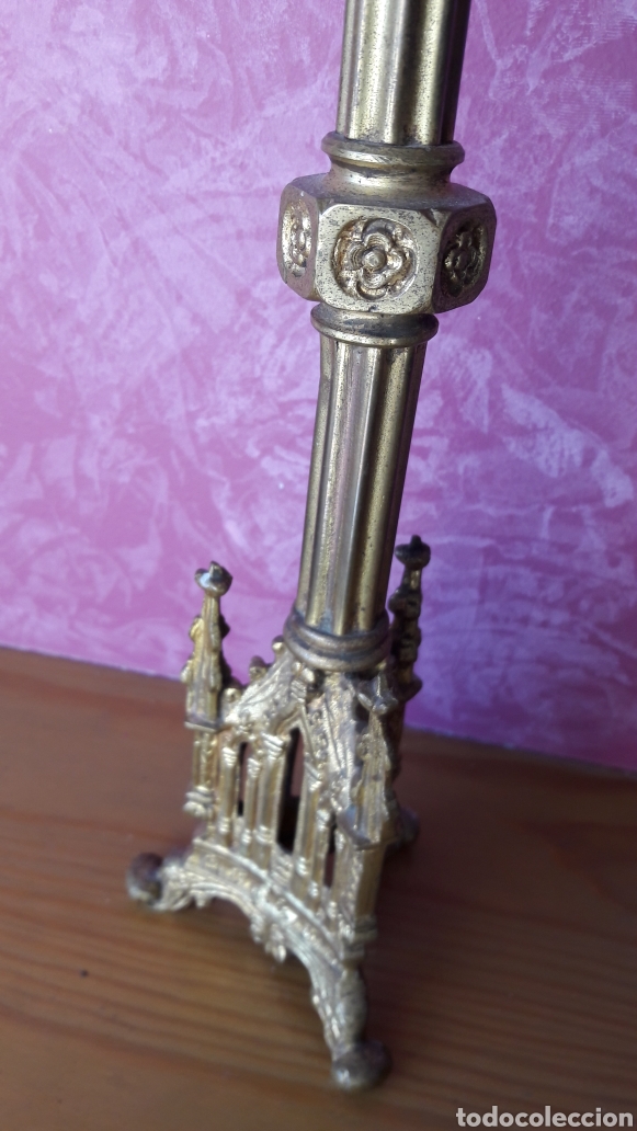 Antig&uuml;edades: Antiguo candelabro de bronce - Foto 3