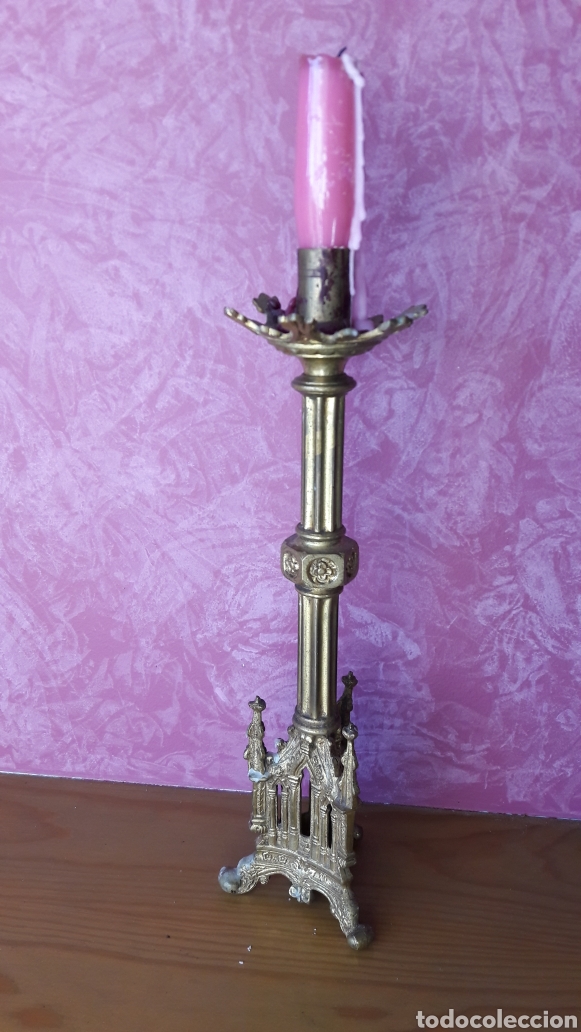 Antig&uuml;edades: Antiguo candelabro de bronce - Foto 4