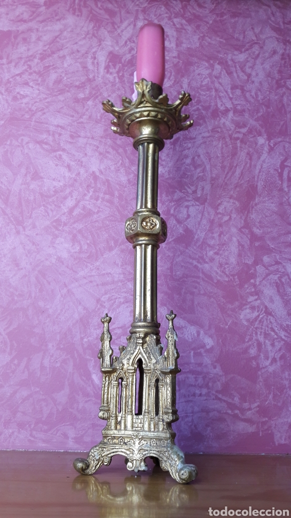 Antig&uuml;edades: Antiguo candelabro de bronce - Foto 5