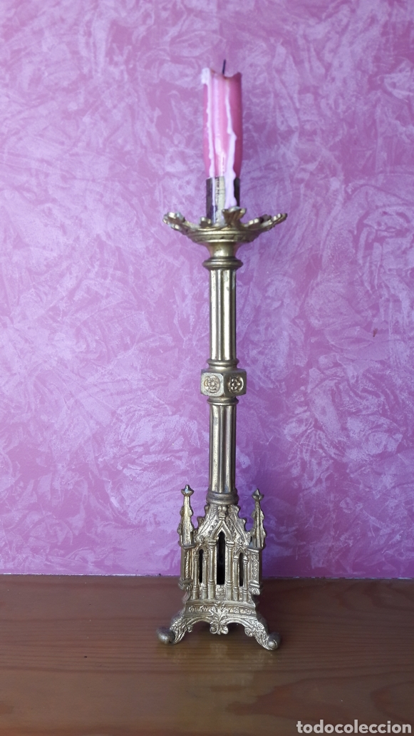Antig&uuml;edades: Antiguo candelabro de bronce - Foto 1