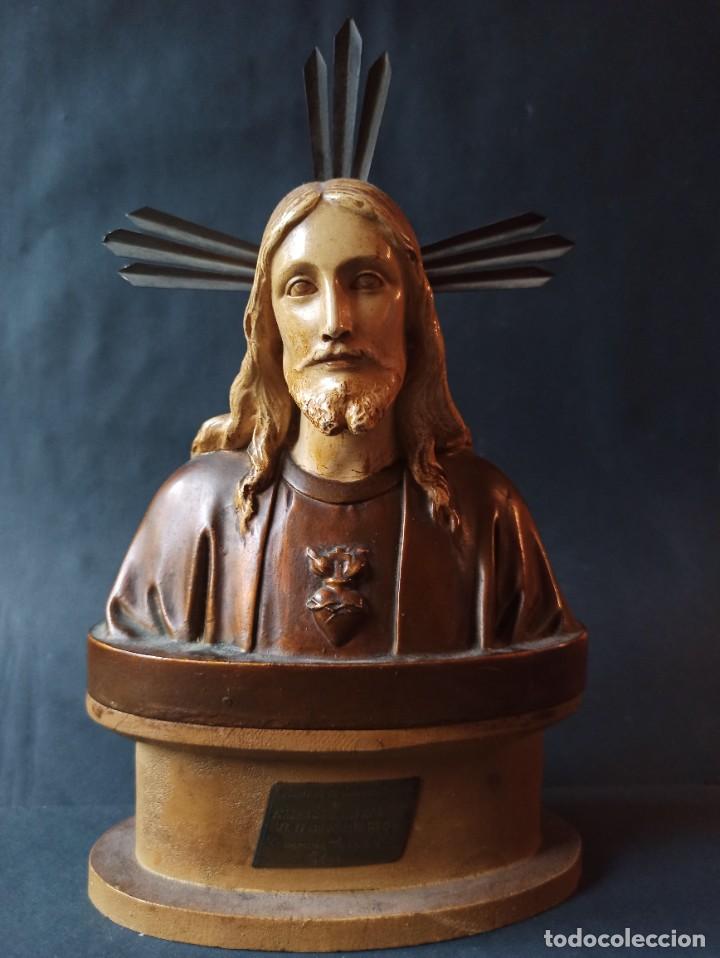 Antig&uuml;edades: Busto de Sagrado Coraz&oacute;n de Jes&uacute;s con corona - Foto 18