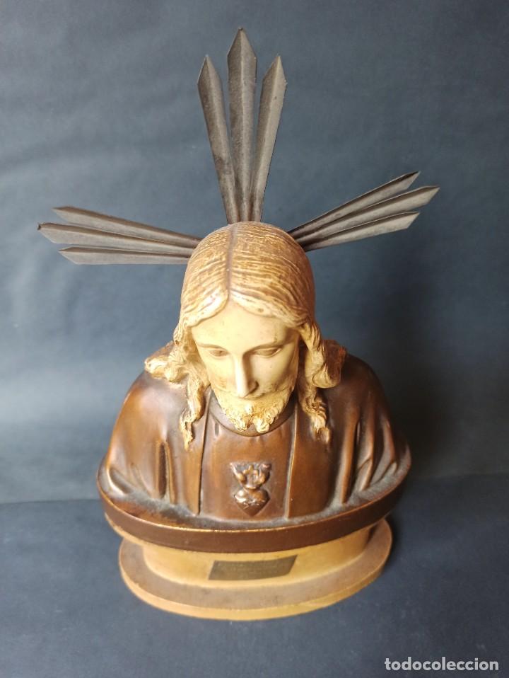 Antig&uuml;edades: Busto de Sagrado Coraz&oacute;n de Jes&uacute;s con corona - Foto 14