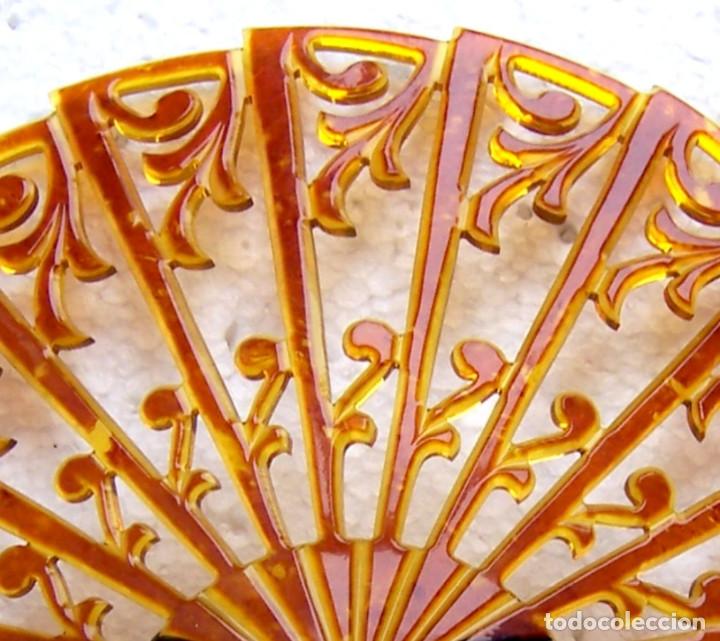 Antig&uuml;edades: Art Deco peineta para el cabello celuloide &aacute;mbar - Foto 4