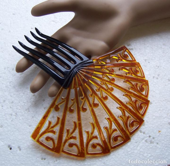 Antig&uuml;edades: Art Deco peineta para el cabello celuloide &aacute;mbar - Foto 11