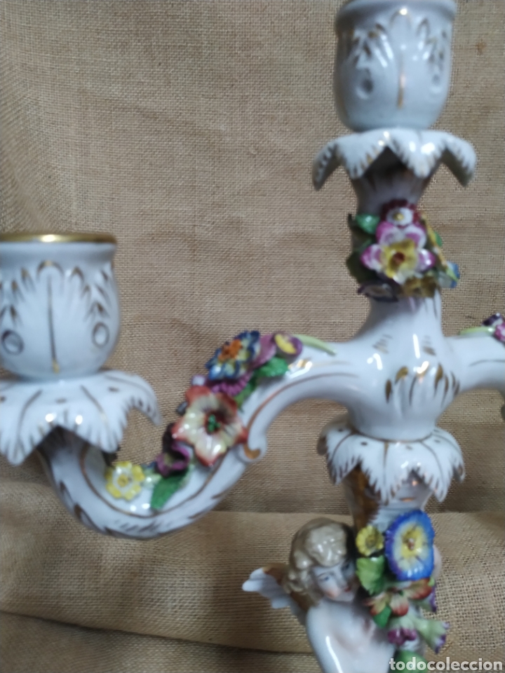 Antigüedades: Candelabros en porcelana alemana .Marcados ”Von Schierholz ” primer tercio siglo xx.,1920 aprox. - Foto 4 - 208325012