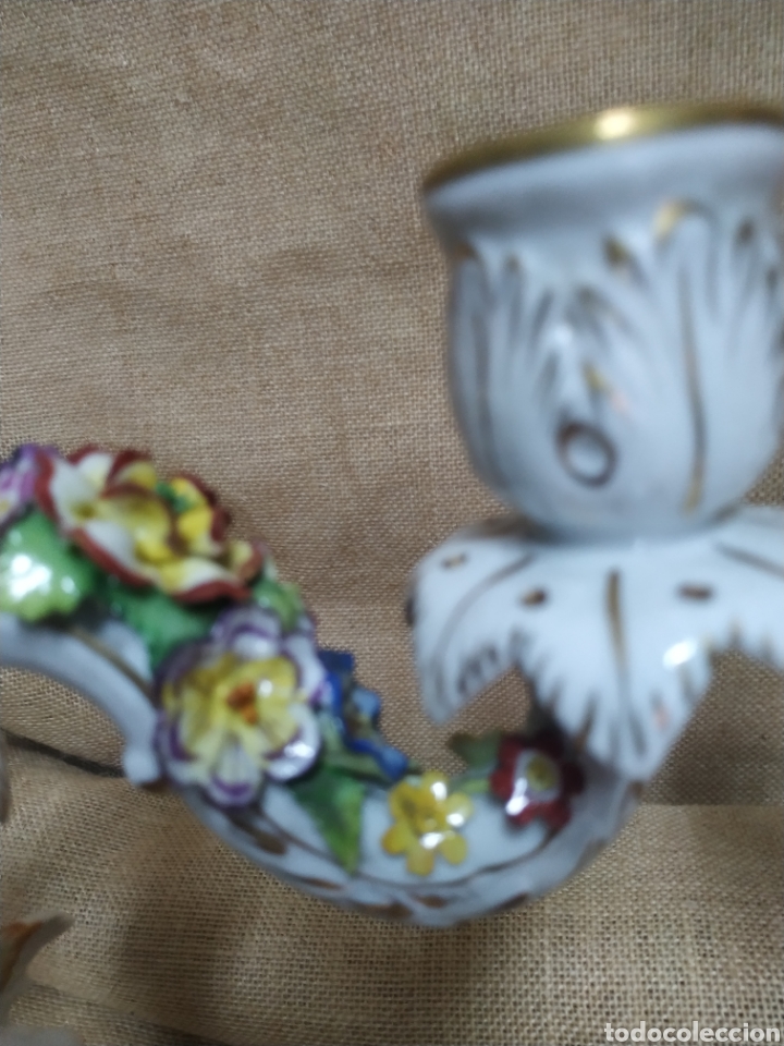 Antigüedades: Candelabros en porcelana alemana .Marcados ”Von Schierholz ” primer tercio siglo xx.,1920 aprox. - Foto 5 - 208325012