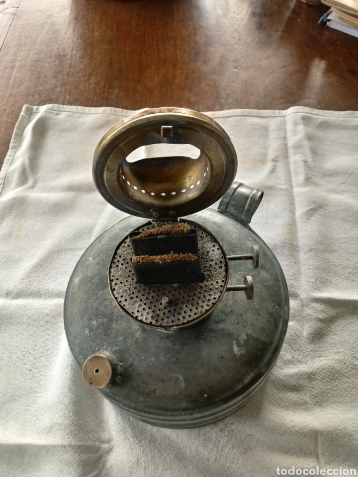 Antig&uuml;edades: Quinque de mesa rustico de zinc - Foto 3