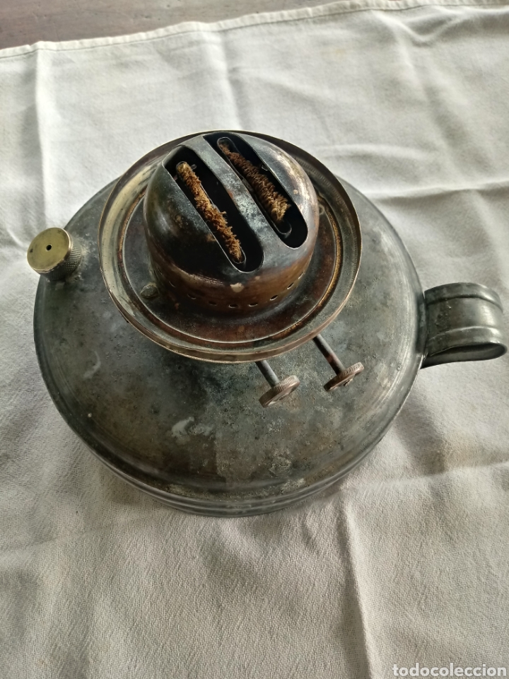 Antig&uuml;edades: Quinque de mesa rustico de zinc - Foto 5