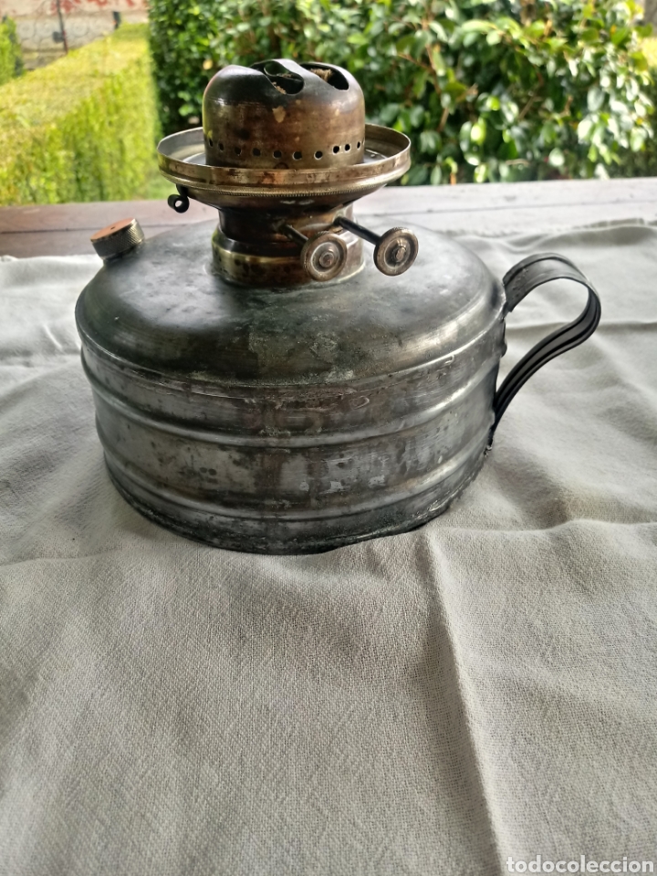 Antig&uuml;edades: Quinque de mesa rustico de zinc - Foto 6