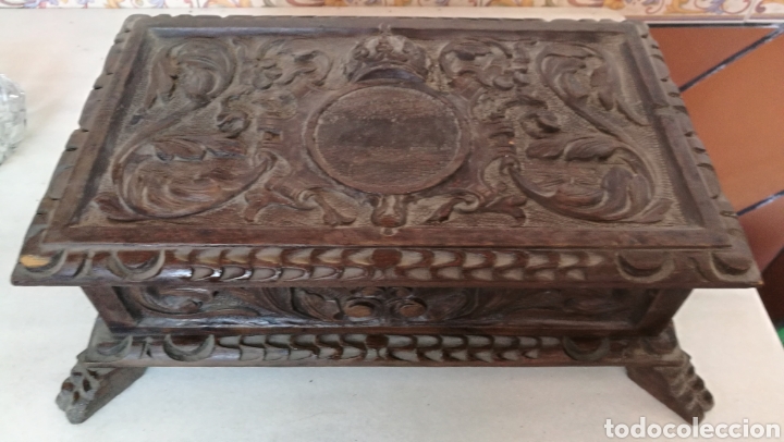 Antig&uuml;edades: ANTIGUA CAJA MADERA TALLADA - Foto 7