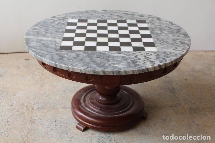 Antig&uuml;edades: mesa tablero de ajedrez - Foto 3