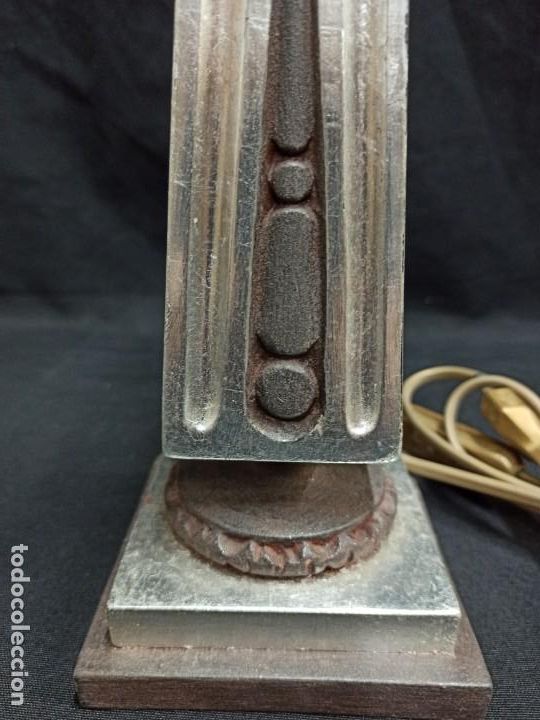 Antig&uuml;edades: Pie de l&aacute;mpara estilo cl&aacute;sico. Plata y burdeos. C17 - Foto 5