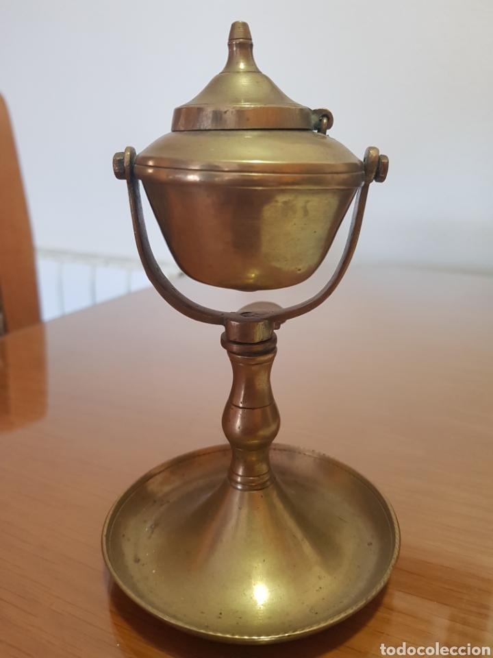 Antig&uuml;edades: Capuchina, L&aacute;mpara de aceite , basculante , bronce - Foto 2