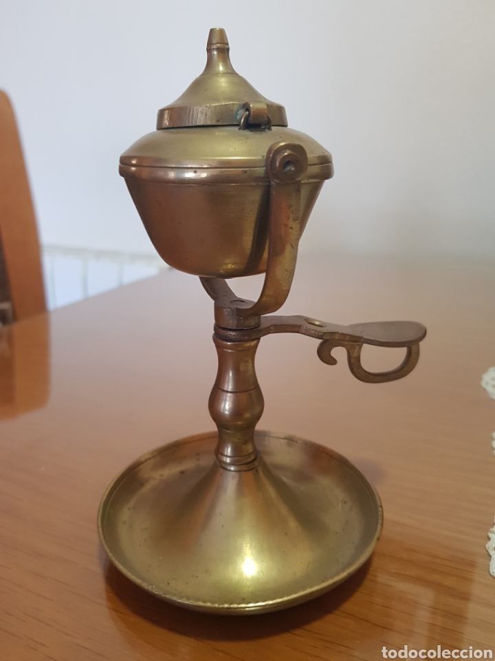 Antig&uuml;edades: Capuchina, L&aacute;mpara de aceite , basculante , bronce - Foto 1