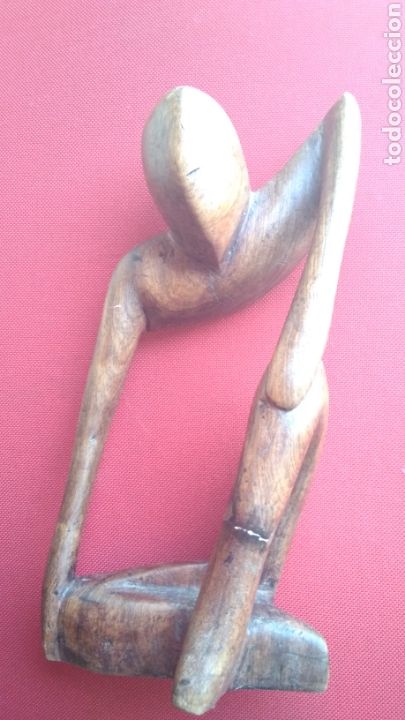 Antig&uuml;edades: Talla de madera , el pensador , - Foto 3