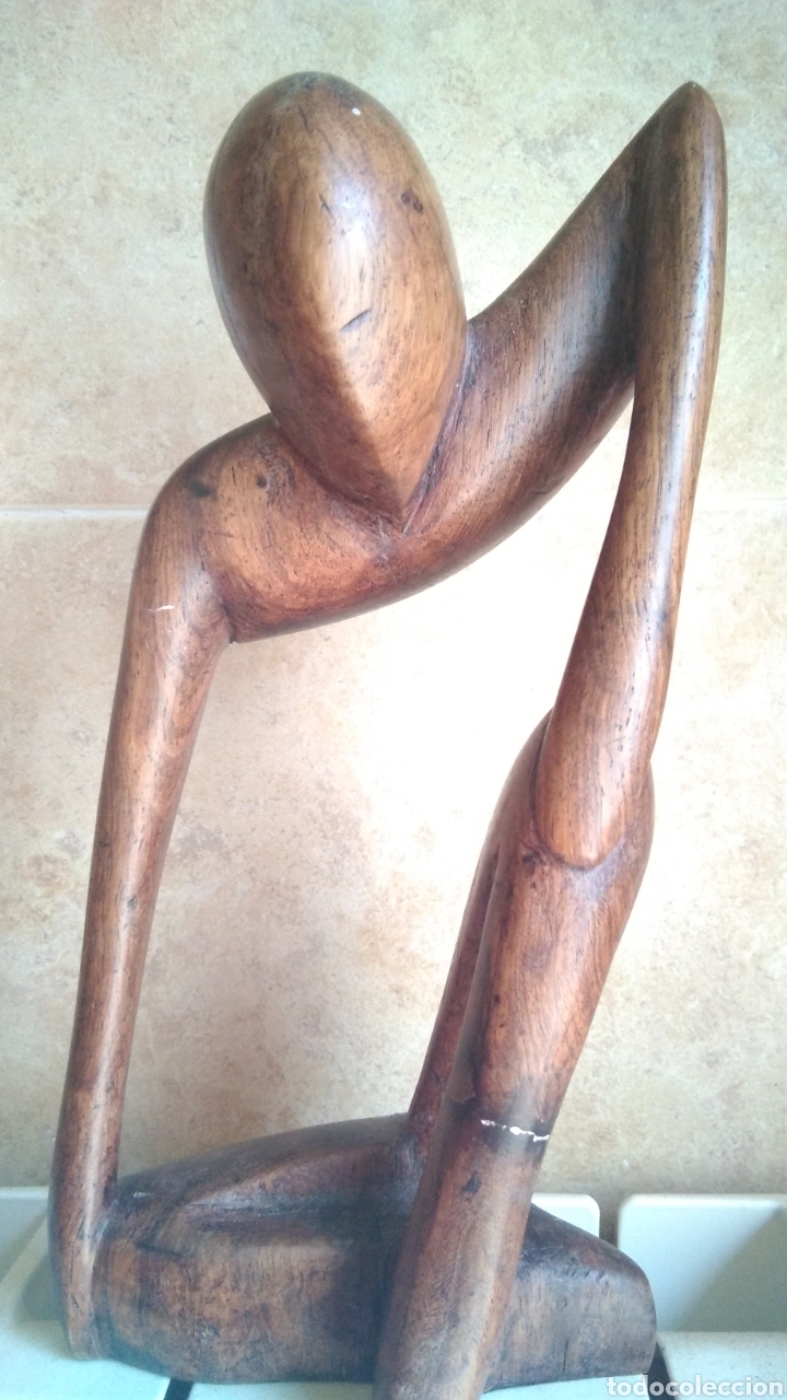 Antig&uuml;edades: Talla de madera , el pensador , - Foto 1