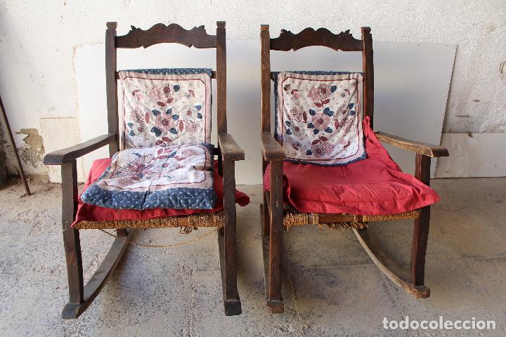 Antig&uuml;edades: pareja de mecedoras de morera - Foto 2