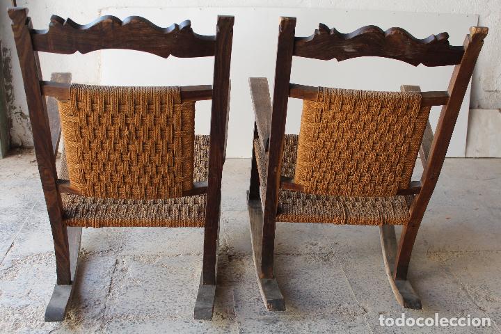 Antig&uuml;edades: pareja de mecedoras de morera - Foto 3