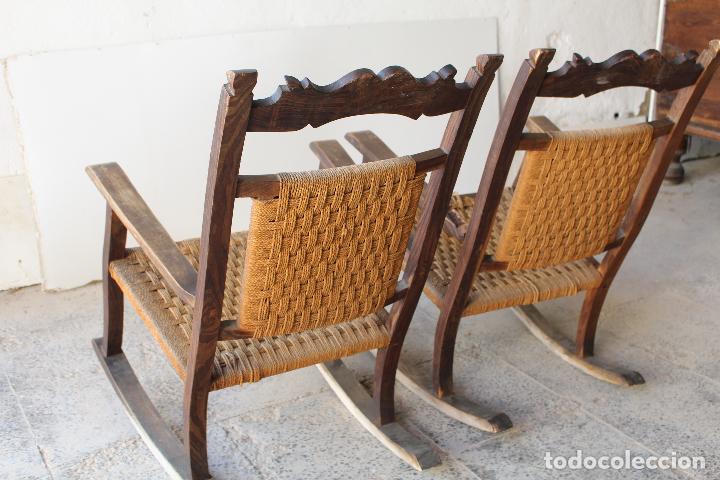 Antig&uuml;edades: pareja de mecedoras de morera - Foto 4