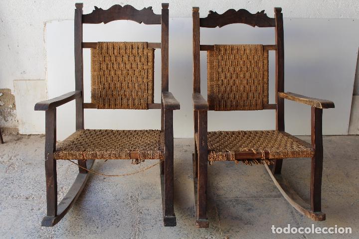 Antig&uuml;edades: pareja de mecedoras de morera - Foto 5