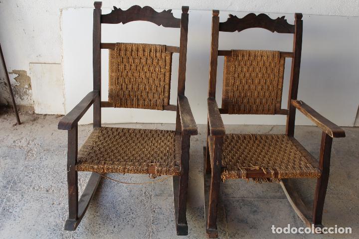 Antig&uuml;edades: pareja de mecedoras de morera - Foto 8