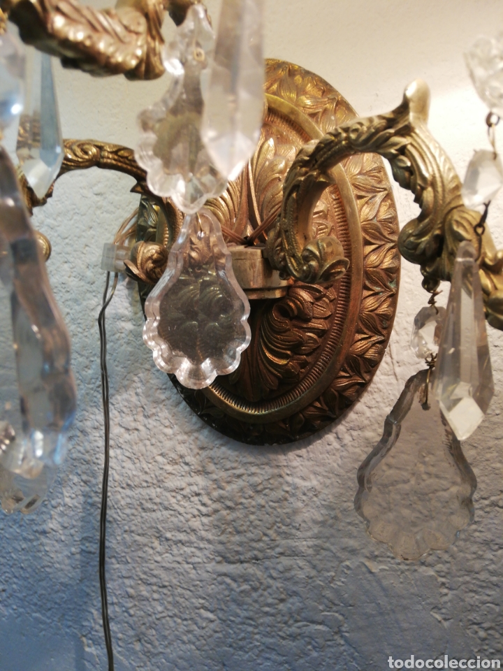 Antig&uuml;edades: Candelabro Bronce y Cristal - Foto 2