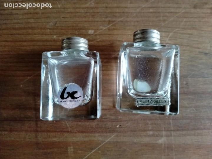 Antiquit&eacute;s: ANTIGUO SALERO PIMENTERO CON TAP&Oacute;N DE PLATA BLANCH CRISTAL