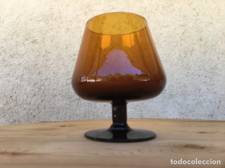 Antiquit&eacute;s: Gigante copa antigua florero o jarr&oacute;n en cristal &aacute;mbar - 22 cm de alto