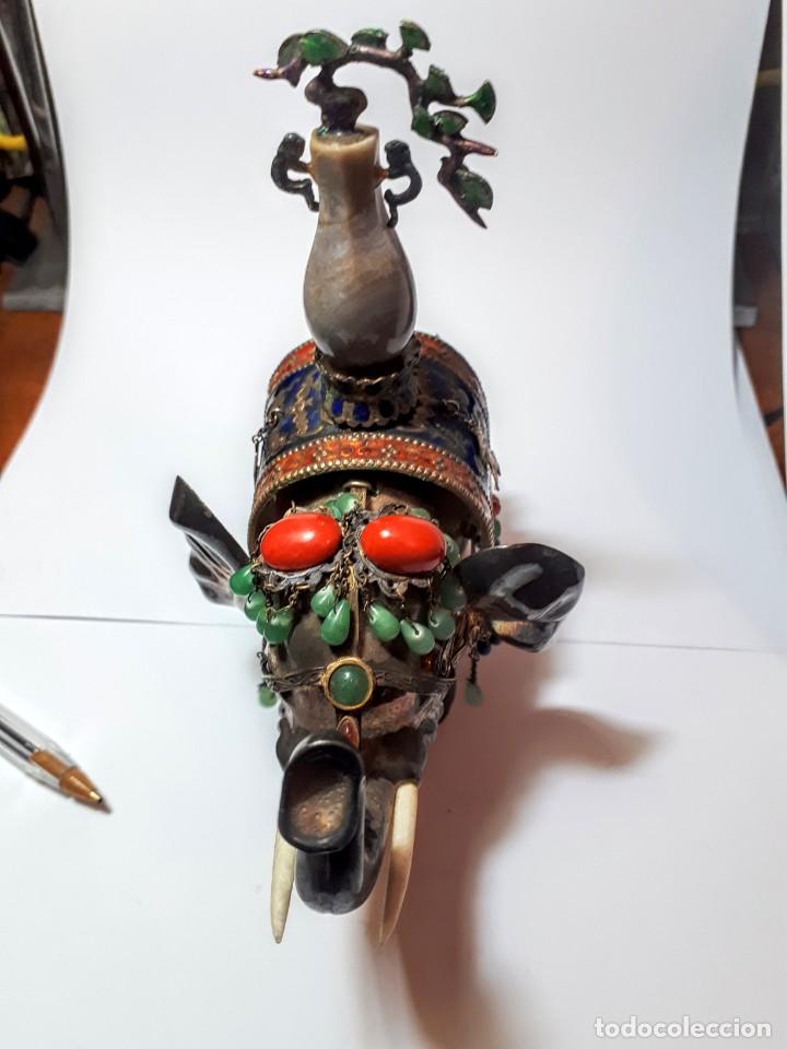 Antig&uuml;edades: Antiguo elefante de plata y esmaltes - Foto 7