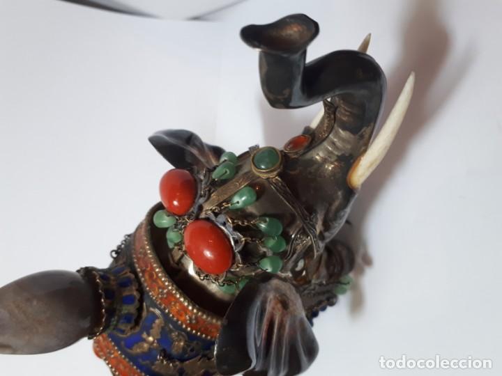Antig&uuml;edades: Antiguo elefante de plata y esmaltes - Foto 9